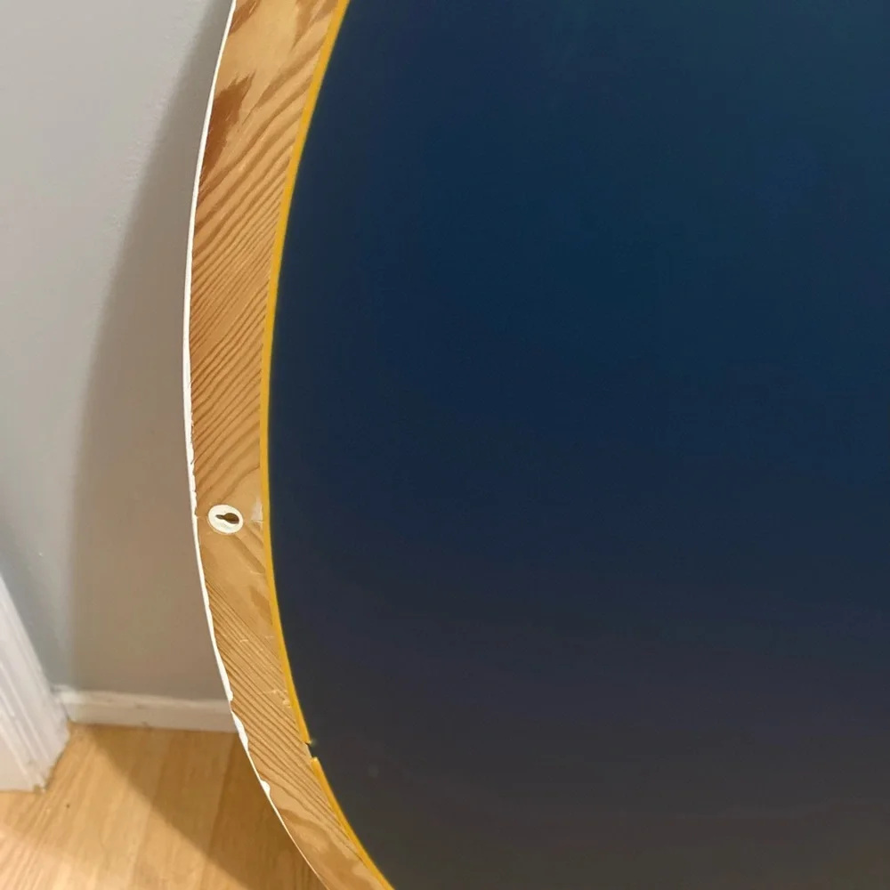 Vintage Oak wood painted Frame Oval Wall Beveled Mirror